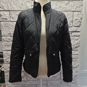 Love Tree Black Reversible Quilted And Fleece Puffer Jacket with Snap Pockets